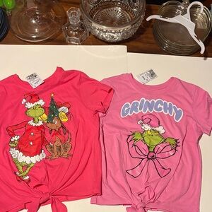 Hybrid Apparel Grinch Kids Pajama Tops - Red and Pink set